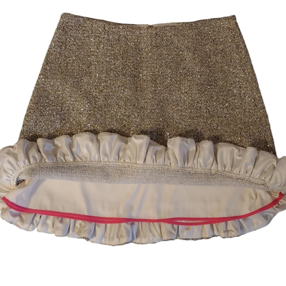 Kate Spade New Yorker Silver Metallic Tweed Skirt So Sparkly Size 14 NWOT